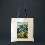 Machu Picchu Peru South America Travel Art Vintage Tote Bag<br><div class="desc">Machu Picchu vector artwork. Machu Picchu is an Incan citadel set high in the Andes Mountains in Peru,  above the Urubamba River valley.</div>