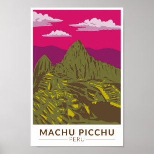 Machu Picchu Peru Travel Art Retro Poster