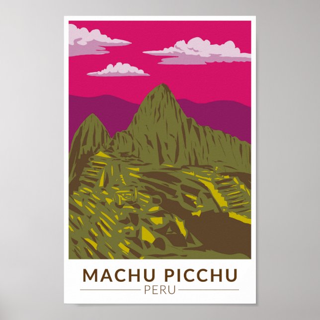 Machu Picchu Peru Travel Art Retro Poster (Front)