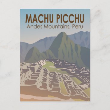 Machu Picchu Peru Travel Art Vintage Postcard