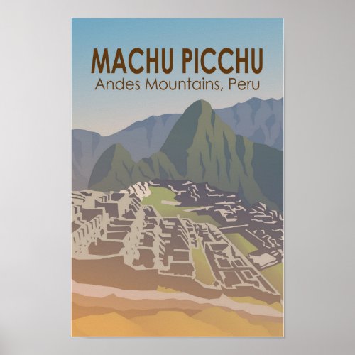 Machu Picchu Peru Travel Art Vintage Poster