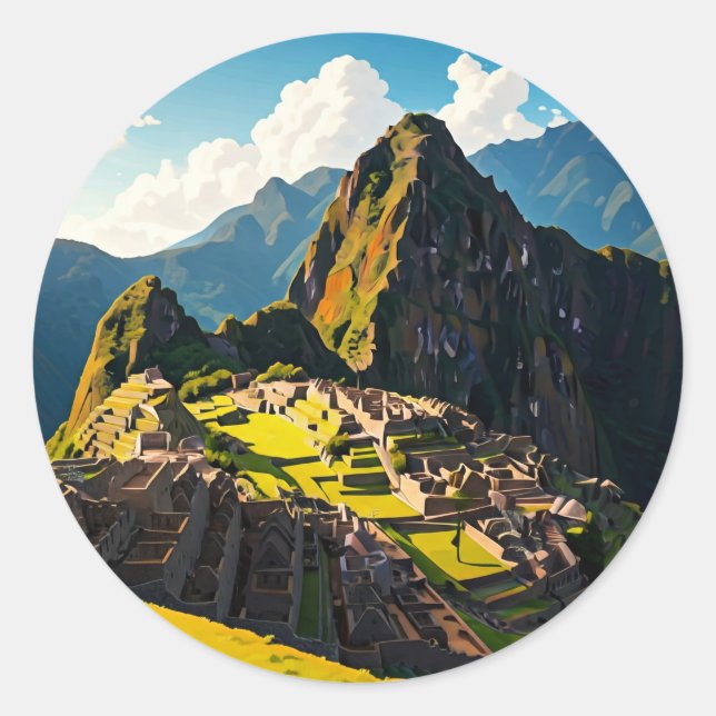 Machu Picchu Peru Travel Souvenir Classic Round Sticker (Front)