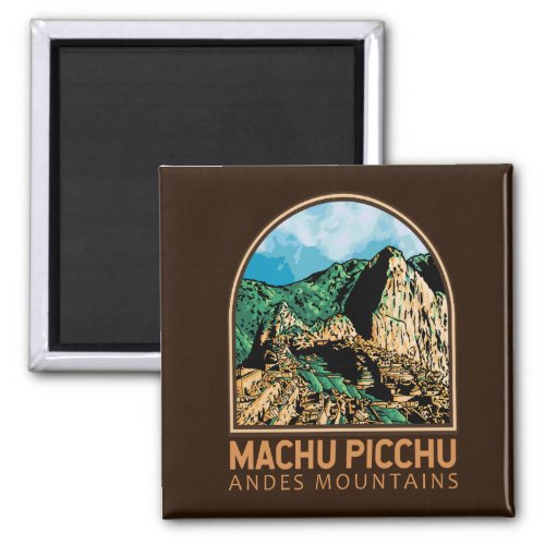 Machu Picchu Peru Vintage Emblem Magnet