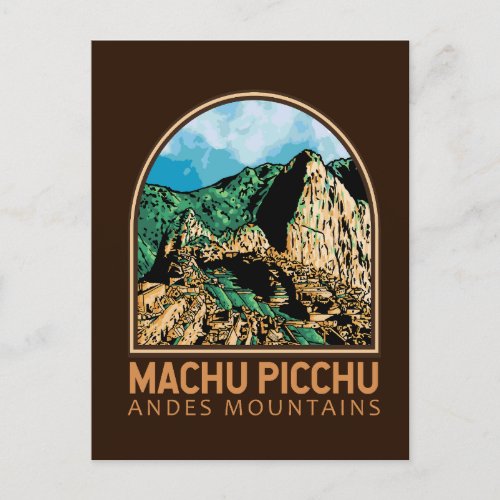 Machu Picchu Peru Vintage Emblem Postcard