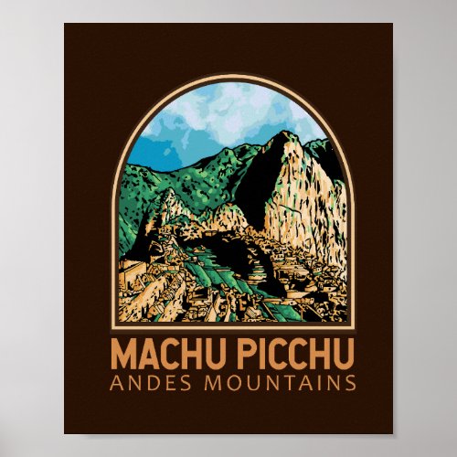 Machu Picchu Peru Vintage Emblem Poster