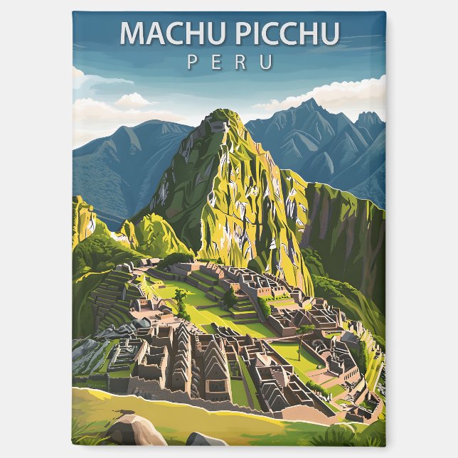 Machu Picchu Peru Vintage Travel Magnet (Front)