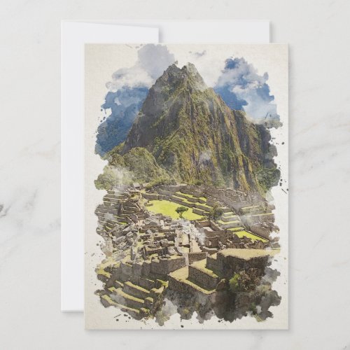 Machu Picchu Peru Watercolor Art Invitation