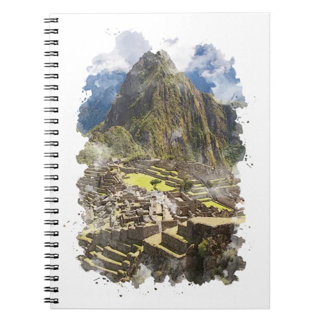 Machu Picchu Peru Watercolor Art   Notebook (Front)