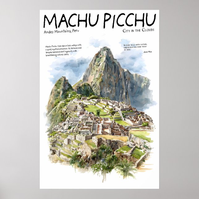 Machu Picchu Poster  Peru Andes Landmark  Ancient (Front)