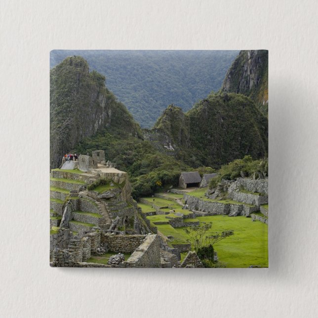 Machu Picchu, ruins of Inca city, Peru. 2 Pinback Button (Front)