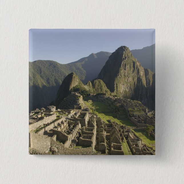 Machu Picchu, ruins of Inca city, Peru. Pinback Button (Front)