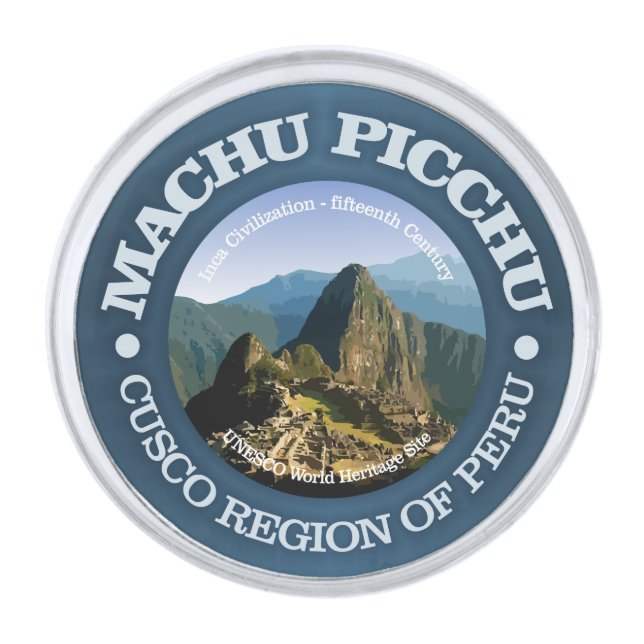 Machu Picchu Silver Finish Lapel Pin (Front)