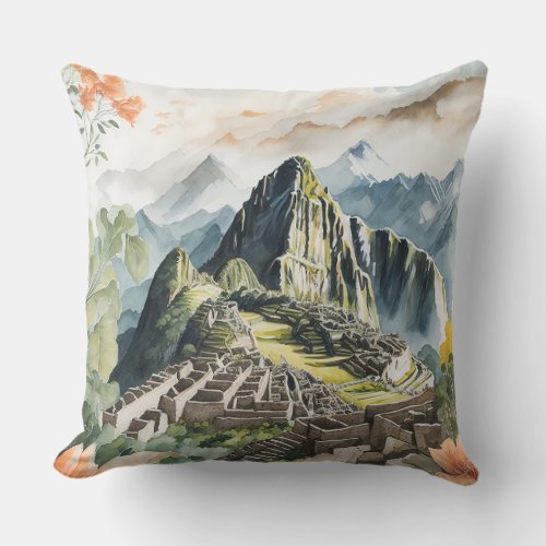 Machu Picchu Throw Pillow