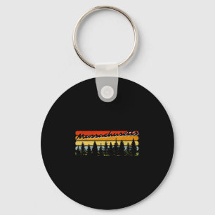 Machusetts Forest Sunset Trees Cabin Theme Souveni Keychain