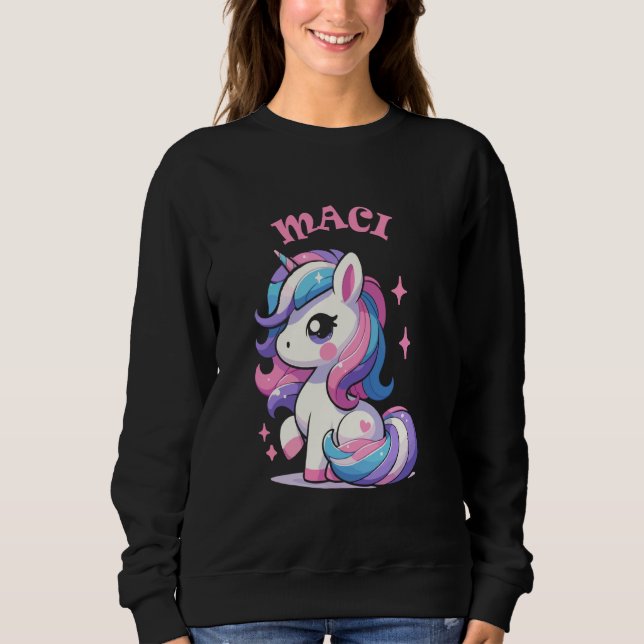Maci Cute Unicorn Design for Girls Name Maci Sweatshirt (Front)