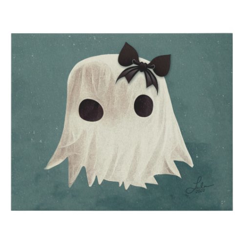 Macie The Friendly Ghost  Cute Halloween Art Faux Canvas Print