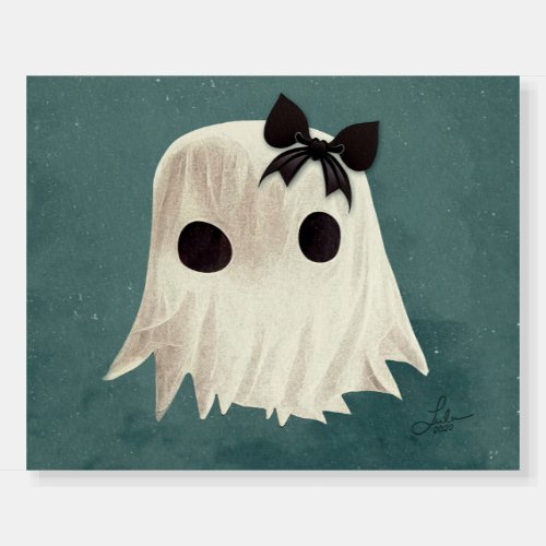 Macie The Friendly Ghost  Cute Halloween Art Foam Board