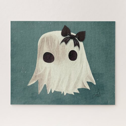 Macie The Friendly Ghost  Cute Halloween Art Jigsaw Puzzle