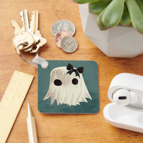 Macie The Friendly Ghost  Cute Halloween Art Keychain