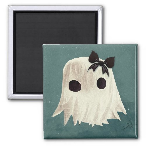 Macie The Friendly Ghost  Cute Halloween Art Magnet