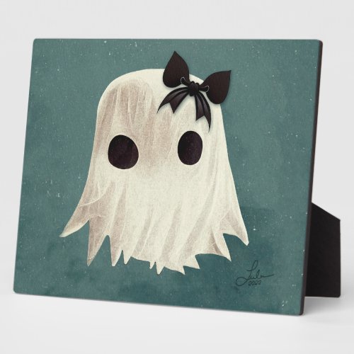 Macie The Friendly Ghost  Cute Halloween Art Plaque