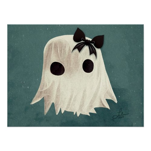Macie The Friendly Ghost  Cute Halloween Art Poster