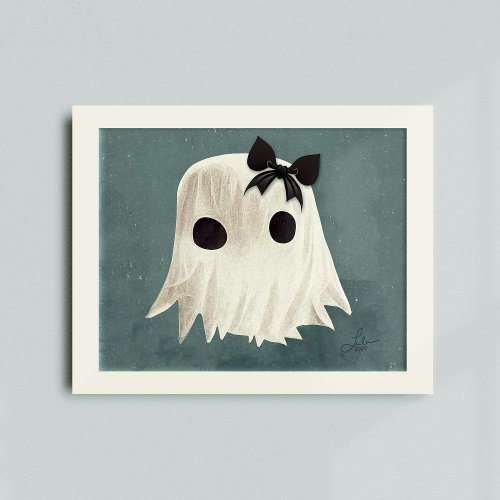 Macie The Friendly Ghost  Kids Halloween Art Poster