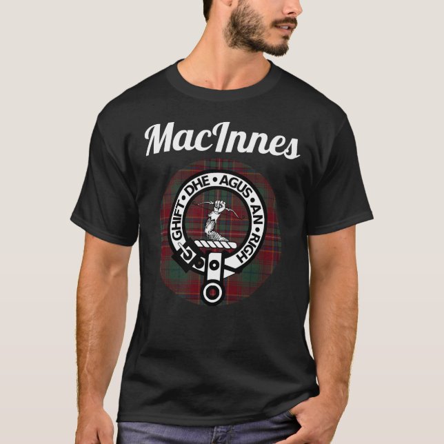 MacInnes Clan Scottish Name Coat Of Arms Tartan T-Shirt (Front)