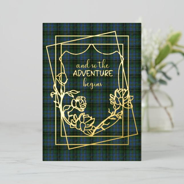 MacInnis Tartan Plaid Wedding Foil Invitation (Standing Front)