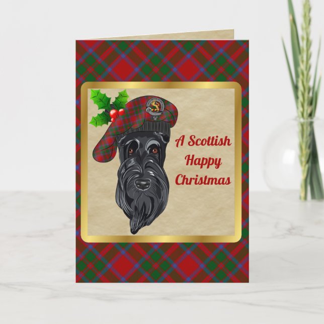 MacIntosh Badge & Tartan Personalized Christmas Card (Front)