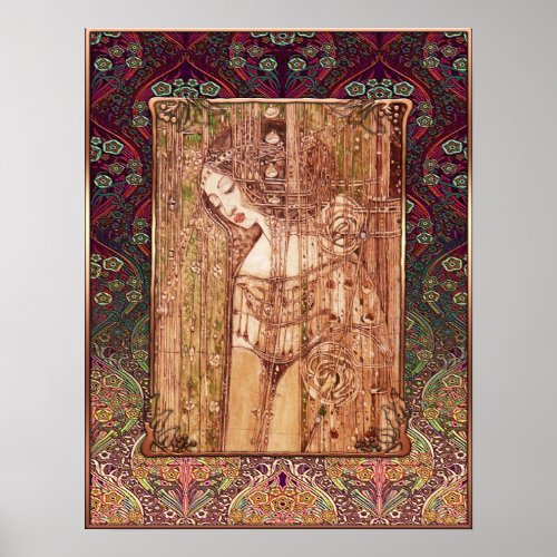 Macintosh with Art Nouveau background Poster