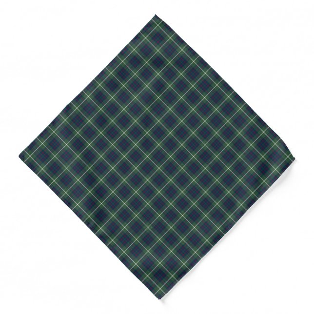 MacIntyre Clan Hunting Tartan Green and Blue Plaid Bandana (Front)