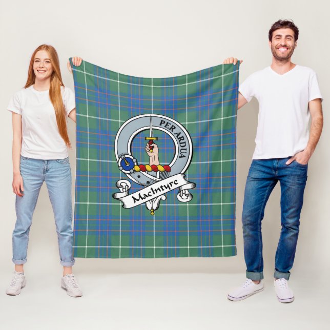 MacIntyre Hunting Ancient Clan Badge Tartan Plaid Fleece Blanket (In Situ)