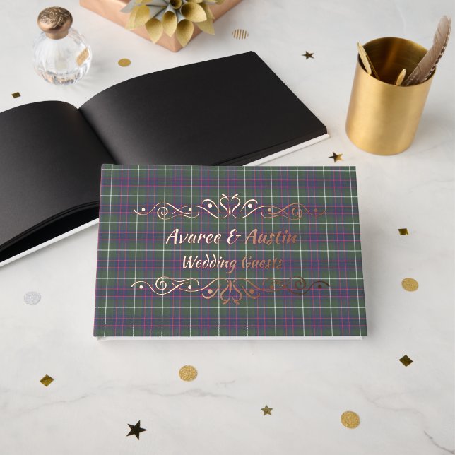 MacIntyre Hunting Modern Original Scottish Tartan Foil Guest Book (Front Open)