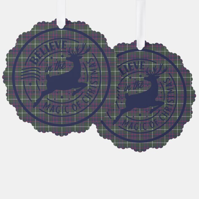 MacIntyre Hunting Modern Scottish Tartan Christmas Ornament Card (Front/Back)