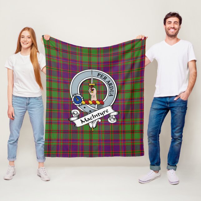 MacIntyre Of Glenorchy purple Clan Badge Tartan Pl Fleece Blanket (In Situ)