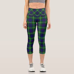 MacIntyre tartan green blue plaid Capri Leggings