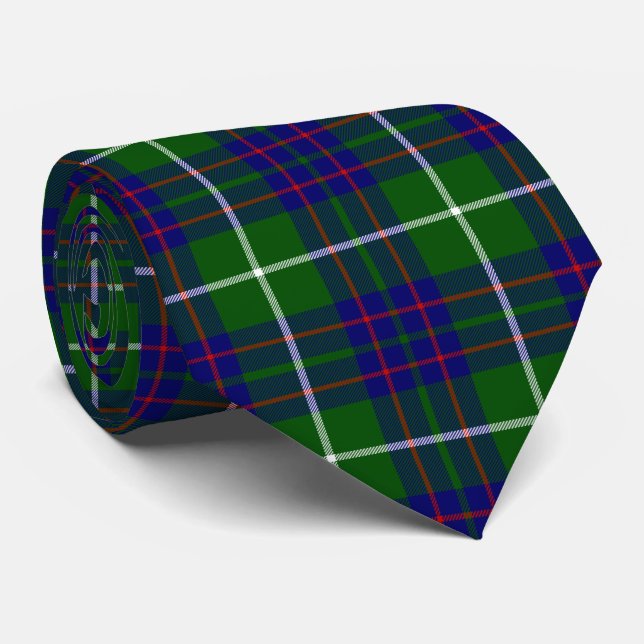 MacIntyre tartan green blue plaid Neck Tie (Rolled)