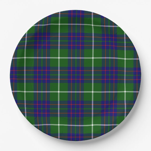MacIntyre tartan green blue plaid Paper Plates (Front)