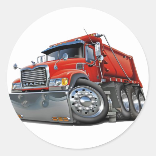 Mack Dump Truck Red Classic Round Sticker