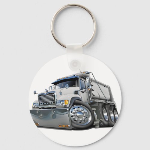 Mack Dump Truck White Keychain