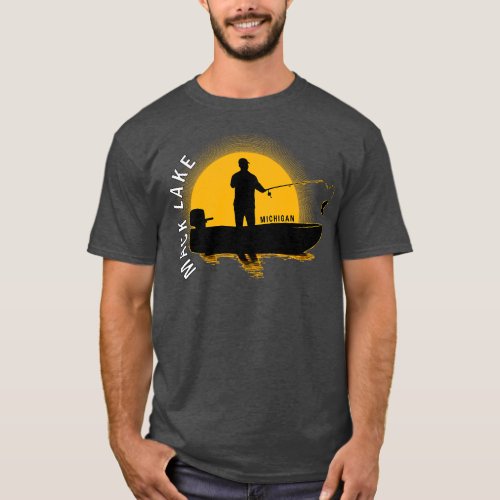 Mack Lake Fishing Michigan Sunrise T_Shirt