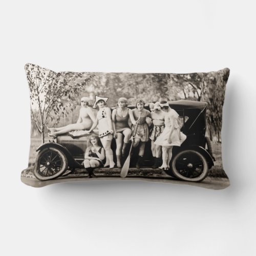 Mack Sennett Bathing Beauties and Tin Lizzie Lumbar Pillow