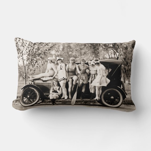 Mack Sennett Bathing Beauties and Tin Lizzie Lumbar Pillow (Front)