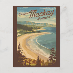 Mackay Australia Illustration Travel Art Vintage Postcard