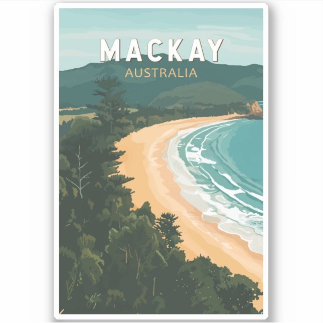 Mackay Australia Travel Art Vintage Sticker (Front)