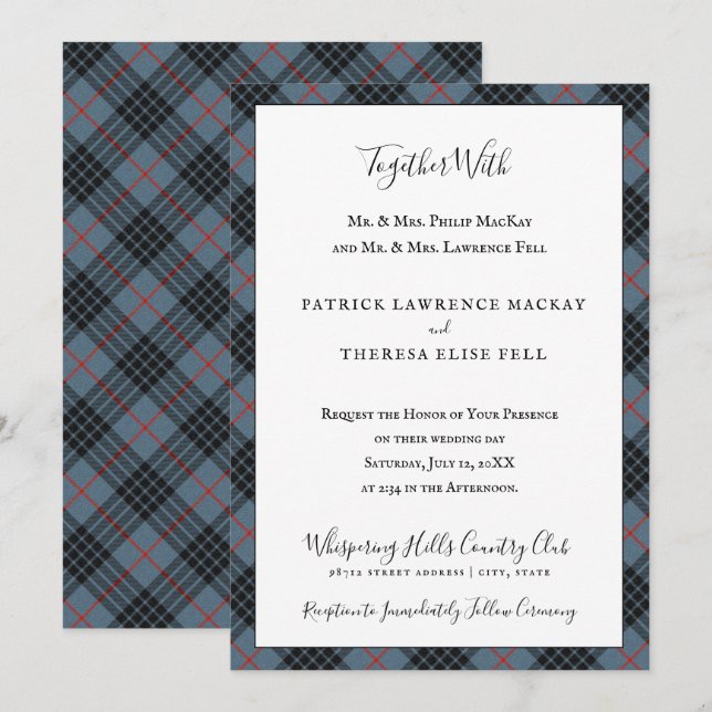 MacKay Blue Red Clan Tartan Scottish Plaid Invitation (Front/Back)