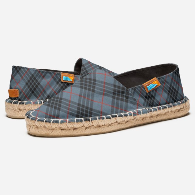 MacKay Blue Tartan Plaid Scottish Pattern Espadrilles (Angled)