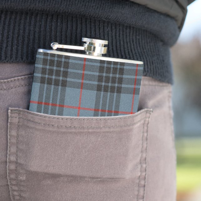 MacKay Blue Tartan Plaid Scottish Pattern Flask (In Situ)
