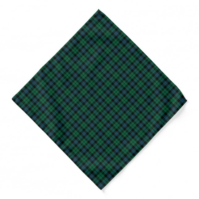 MacKay Clan Green and Blue Scottish Tartan Bandana (Front)